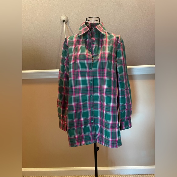Pink/ Green Oversized Flannel - Picture 1 of 2